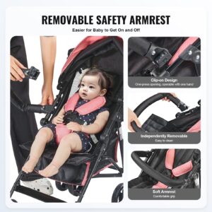 Lightweight Stroller, Compact Easy Fold MultiPosition Recline Canopy Backrest, Carbon Steel Frame, for Travel and More