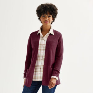 Women's Croft & Barrow® Classic Ribbed Open-Front Cardigan