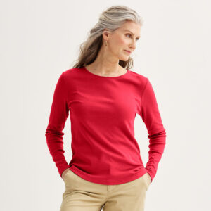 Women's Croft & Barrow® Essential Long-Sleeve Crewneck Tee