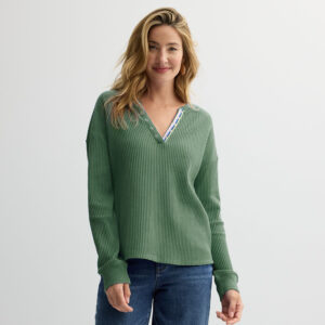 Women's Sonoma Goods For Life® Relaxed Waffle Henley Top