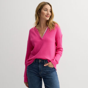 Women's Sonoma Goods For Life® Relaxed Waffle Henley Top