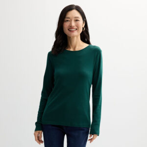 Women's Croft & Barrow® Essential Long-Sleeve Crewneck Tee