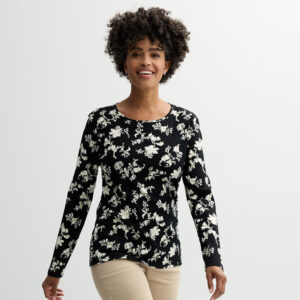 Women's Croft & Barrow® Essential Long-Sleeve Crewneck Tee
