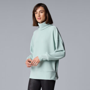 Women's Simply Vera Vera Wang Rib Cowlneck Side-Zip Pullover