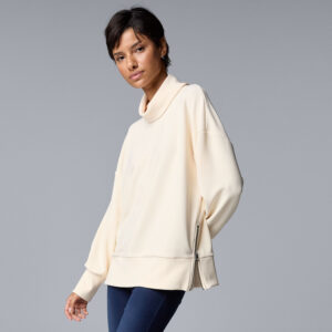 Women's Simply Vera Vera Wang Rib Cowlneck Side-Zip Pullover