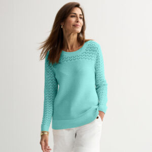 Women's Croft & Barrow® Pointelle Accent Knit Pullover Sweater