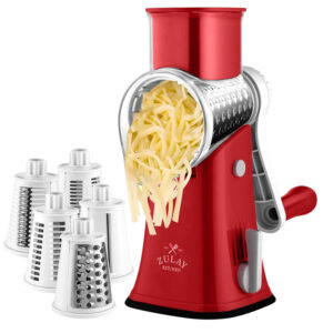 Zulay Kitchen Rotary Cheese Grater with Handle & Upgraded Suction Base