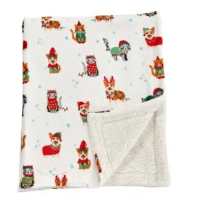 Holiday Printed Plush-to-Sherpa Throw Blanket