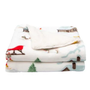Holiday Printed Plush-to-Sherpa Throw Blanket