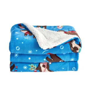 Holiday Printed Plush-to-Sherpa Throw Blanket