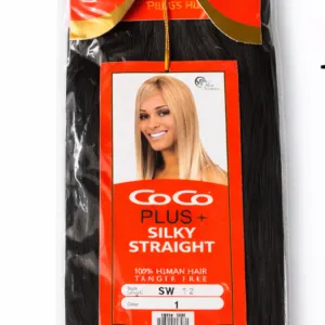 CoCo Plus+ Silky Straight 100% Human Hair Extensions – Color 1 (Jet Black) |