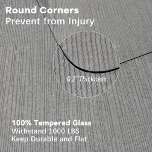 BEAUTYPEAK 36&quote; x 46&quote; Tempered Glass Office Chair Mat for Carpet or Hard Floor Protection