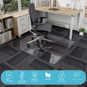 BEAUTYPEAK 36&quote; x 46&quote; Tempered Glass Office Chair Mat for Carpet or Hard Floor Protection