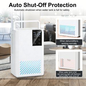 Dehumidifier for Home, 67 oz Water Tank Small Dehumidifier Bedroom Bathroom Auto Shut Off 7 Color LED Light