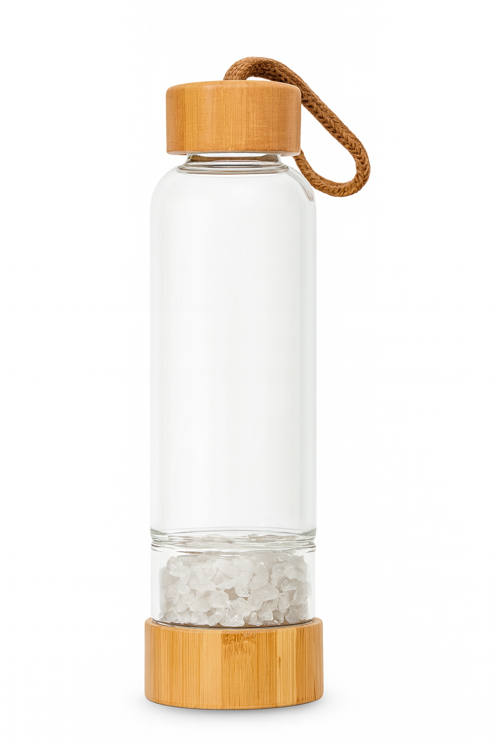 Crystal Elixir Water Bottle – 19 oz Premium Borosilicate Glass with Interchangeable Quartz Chamber
