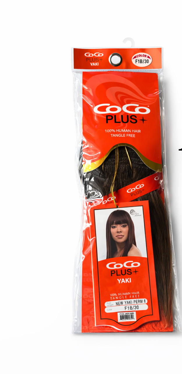 oCo Plus+ Yaki 100% Human Hair Extensions – 18 Pack (Color F1B/30)