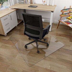 BEAUTYPEAK 36&quote; x 46&quote; Tempered Glass Office Chair Mat for Carpet or Hard Floor Protection