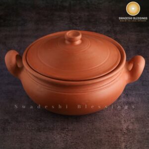 Handmade Unglazed Clay Pot for Cooking With Lid: Earthen Kadai, Lead-Free Ayurvedic-Cookwares, Clay Handi