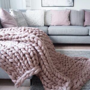 Chunky Knit Merino Wool Blanket: Soft Arm Knitted Throw