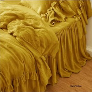 Ruffle DUVET COVER Set. 100% linen Quilt cover with two Pillow case. Softened linen 3pcs bedding set. king queen full twin calking All Size.