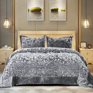 Luxury Quilted Velvet Bedspread Set – 3 Piece Bedding with Pillow Shams