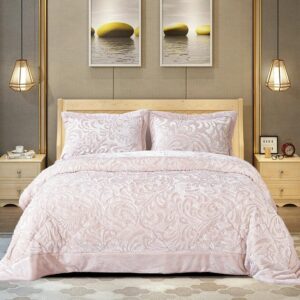 Luxury Quilted Velvet Bedspread Set – 3 Piece Bedding with Pillow Shams