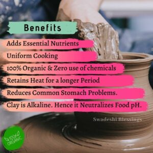 Handmade Unglazed Clay Pot for Cooking With Lid: Earthen Kadai, Lead-Free Ayurvedic-Cookwares, Clay Handi