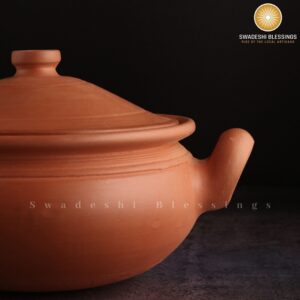 Handmade Unglazed Clay Pot for Cooking With Lid: Earthen Kadai, Lead-Free Ayurvedic-Cookwares, Clay Handi