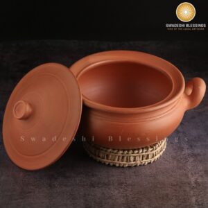 Handmade Unglazed Clay Pot for Cooking With Lid: Earthen Kadai, Lead-Free Ayurvedic-Cookwares, Clay Handi