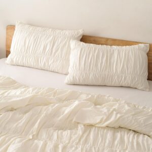 Cream Color Pure Cotton Wrinkle Duvet Cover, Comforter Cover, 100% Cotton Boho Duvet Cover, Bohemian Dorm Bedding Set, Quilt Cover, Gift
