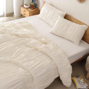Cream Color Pure Cotton Wrinkle Duvet Cover, Comforter Cover, 100% Cotton Boho Duvet Cover, Bohemian Dorm Bedding Set, Quilt Cover, Gift