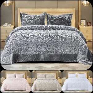 Luxury Quilted Velvet Bedspread Set – 3 Piece Bedding with Pillow Shams