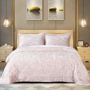 Luxury Quilted Velvet Bedspread Set – 3 Piece Bedding with Pillow Shams
