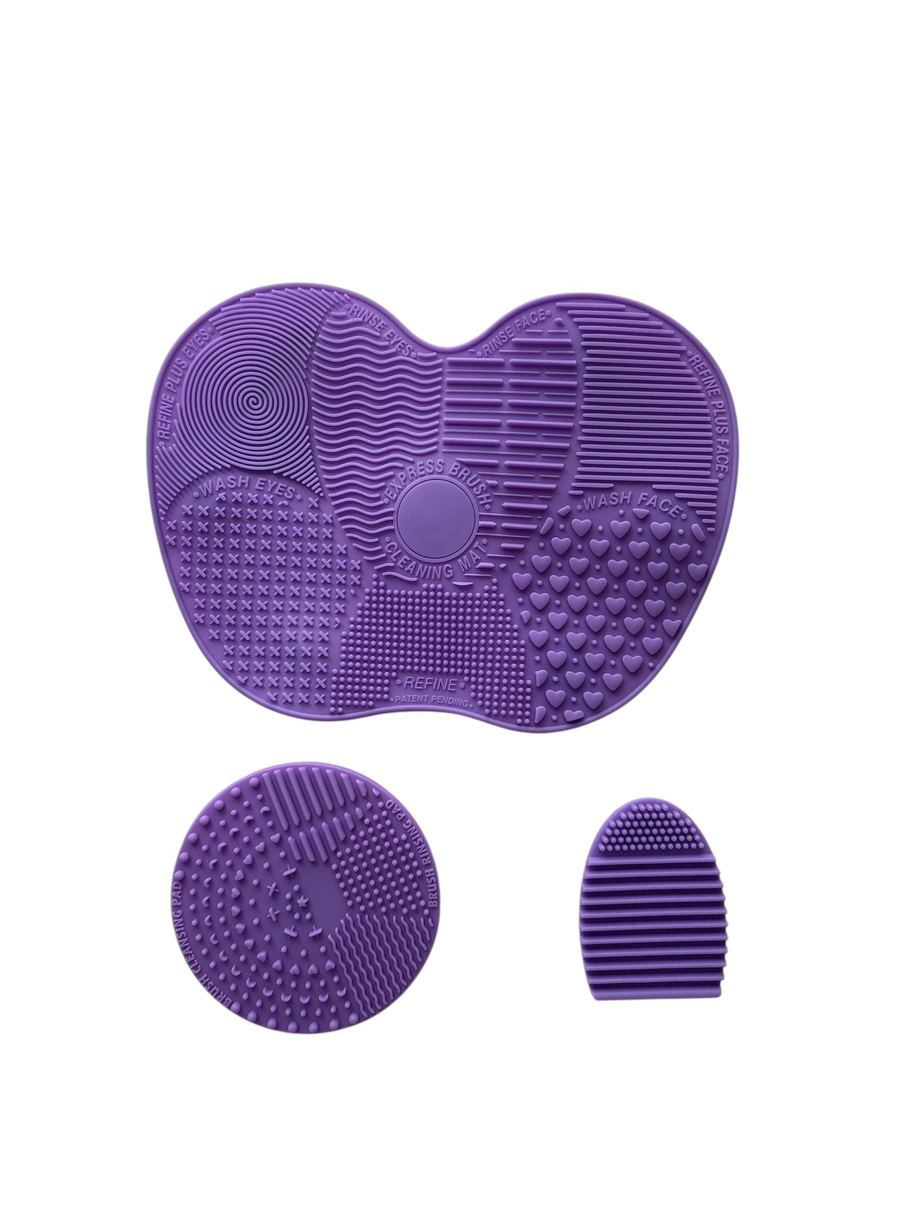 3-Piece Silicone Makeup Brush Cleaning Mat & Scrubber Set