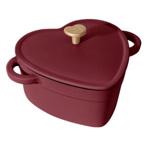 Beautiful 2QT Cast Iron Heart Dutch Oven, Pink Champagne by Drew Barrymore