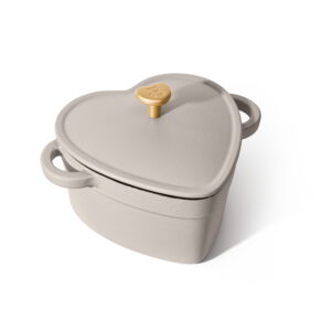 Beautiful 2QT Cast Iron Heart Dutch Oven, Pink Champagne by Drew Barrymore
