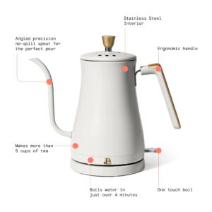 Beautiful 1-Liter Electric Gooseneck Kettle 1200 W, White Icing by Drew Barrymore