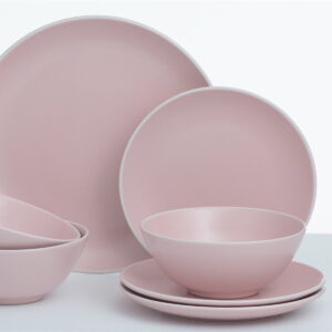 Mason Cash Classic Collection Stoneware Dinnerware Set, Pink, 12 Piece