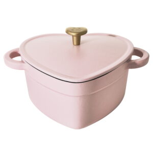 Beautiful 2QT Cast Iron Heart Dutch Oven, Pink Champagne by Drew Barrymore