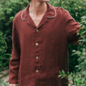 Classic linen pyjama set HARRY. Long sleeve pyjama. Men's pyjama sets.