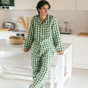 Classic linen pyjama set HARRY. Long sleeve pyjama. Men's pyjama sets.
