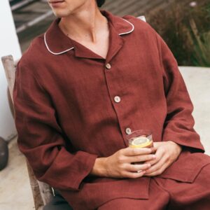 Classic linen pyjama set HARRY. Long sleeve pyjama. Men's pyjama sets.