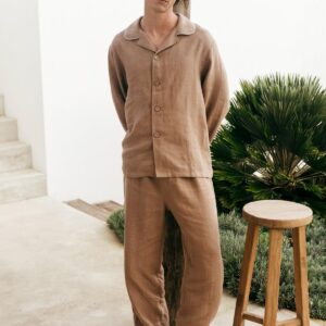 Classic linen pyjama set HARRY. Long sleeve pyjama. Men's pyjama sets.